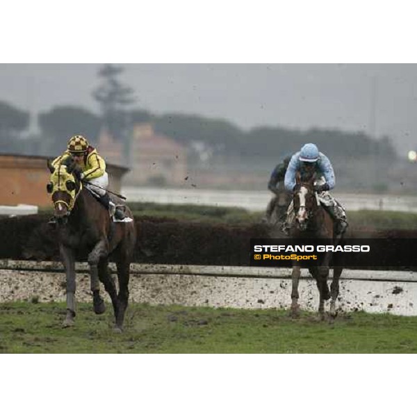 Jeremy Lobel on Or ou Argent at left jumps the last fence followed by Y.Fertilet on Kheops Quercus and goes to win the LVII Gran Corsa Siepi di Roma Rome, 18th february 2007 ph. Stefano Grasso