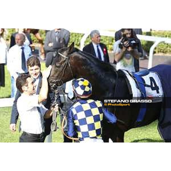Fabio Branca on Time to Choose enters the winner circle after winning the Premio Presidente della Repubblica GBI Racing - Stefano Botti Rome Capannelle racecourse, 14th may 2017 - ph.Stefano Grasso
