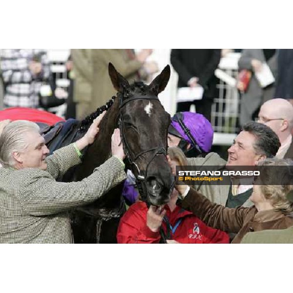 many caressess for Denman by Paul Nicholls and his connection after the victory in the Royal and Sunalliance Chase Cheltenham, 2nd day - The Festival, 14th march 2007 ph. Stefano Grasso