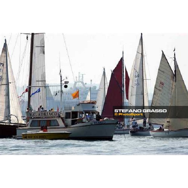 \'old boats circling around Adriaco, waiting for the wind. Triest sept. 20 2003-ph.Stefano Grasso\' 