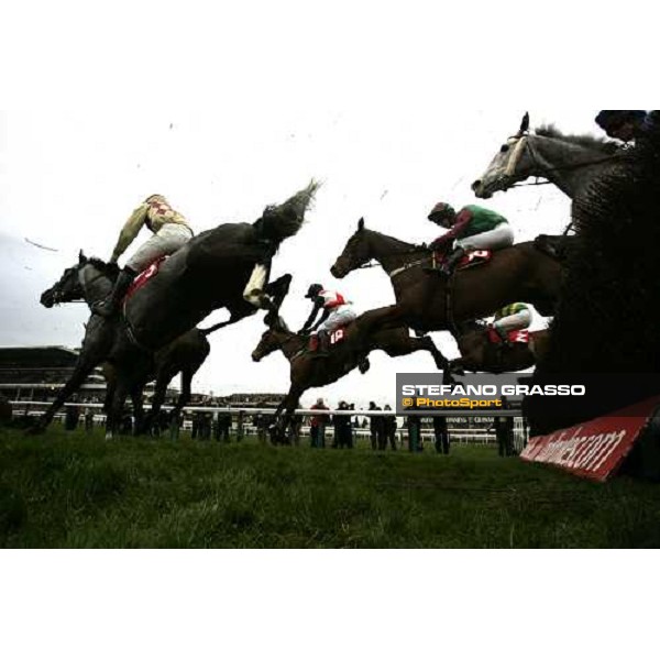 the horses of the 137th Year of the National Hunt Steeple Chase Challenge Cup pass the last fence Cheltenham, The Festival, 3rd day. 15th march 2007 ph. Stefano Grasso
