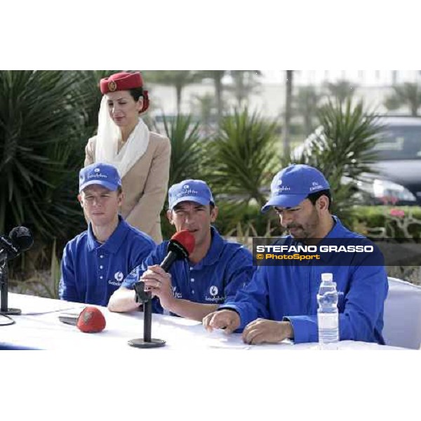 Kerrin Mc Evoy, Frankie Dettori and Saeed Bin Suroor at the press conference after morning track works at Godolphin stables Dubai, Al Quoz 28th march 2007 ph. Stefano Grasso