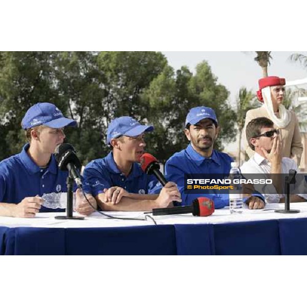 Kerryn Mc Evoy, Frankie Dettori, Saeed Bin Suroot and Simon Crisford during the press conference after morning track works at Godolphin stables Dubai, Al Quoz 28th march 2007 ph. Stefano Grasso