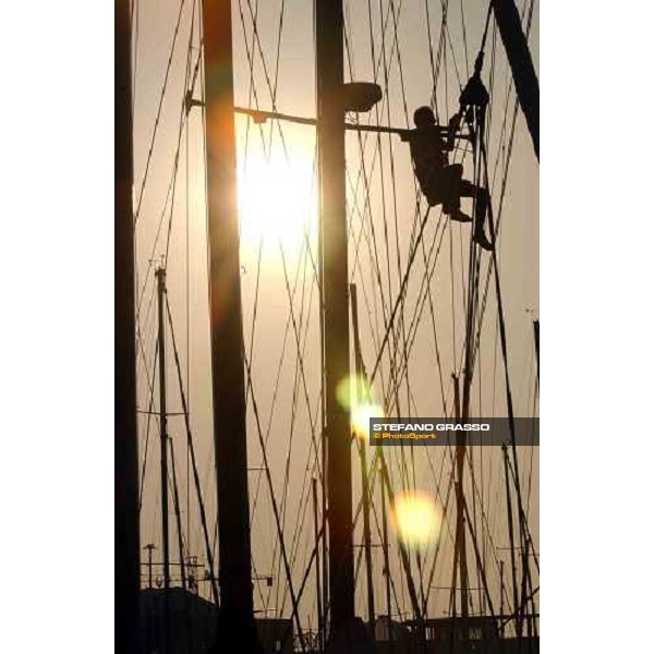 \'6° Meeting Città di Trieste for old sailing boats 1st day last preparations on the boats at quay of Yacht Club Adriaco Triest sept. 19 2003\' ph.Stefano Grasso 