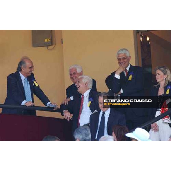 On. MArio Pescante(at left) with dott. Enzo Mei (2nd from left) at the club house of Capannelle race track Premio Presidente della Repubblica Rome Capannelle 16th may 2004 ph.Stefano Grasso