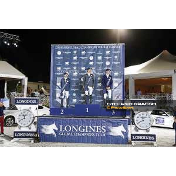 LGCT of Cannes - Grand prix - Prize giving ceremony - The podium: 1st: Sergio Alvarez Moya (ESP) 2nd: Simon Delestre (FRA) 3rd: Daniel Deusser (GER) - Cannes, Stade des Hesperyde - 10 June 2017 - ph.Mario Grassia/LGCT