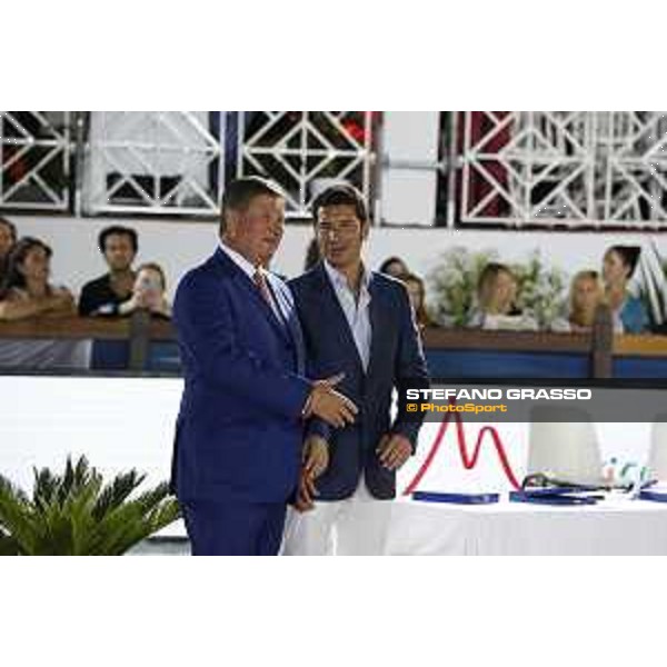 LGCT of Cannes - Grand prix - Prize giving ceremony - Jan Tops (President and Founder of LGCT and GCL) and David Lisnard, Mayor of Cannes - Cannes, Stade des Hesperyde - 10 June 2017 - ph.Mario Grassia/LGCT