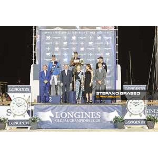 LGCT of Monaco - Grand Prix - Prize giving ceremony - The podium: 1st Alberto Zorzi, 2nd Christian Ahlmann and 3rd Kevin Staut - Jan Tops, Lars Windhorst, Ingeborga Daipkunaite, Princess Charlotte and David Auberson - Monaco, Port Hercule - 24 June 2017 - ph.Stefano Grasso/LGCT