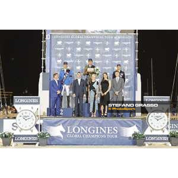 LGCT of Monaco - Grand Prix - Prize giving ceremony - The podium: 1st Alberto Zorzi, 2nd Christian Ahlmann and 3rd Kevin Staut - Jan Tops, Lars Windhorst, Ingeborga Daipkunaite, Princess Charlotte and David Auberson - Monaco, Port Hercule - 24 June 2017 - ph.Stefano Grasso/LGCT