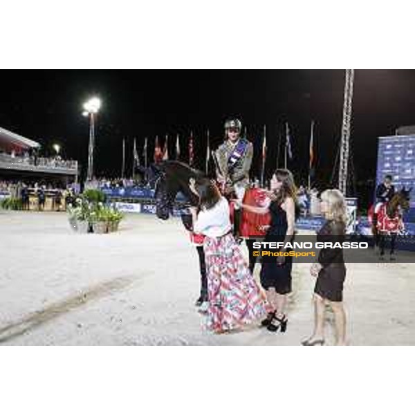 LGCT of Monaco - Grand Prix - Prize giving ceremony - Alberto Zorzi receives the trophy from Princess Charlotte, H.R.H. Princess Caroline of Monaco and Diane Fissore - Monaco, Port Hercule - 24 June 2017 - ph.Stefano Grasso/LGCT