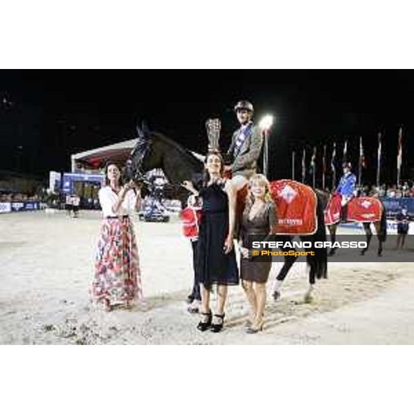 LGCT of Monaco - Grand Prix - Prize giving ceremony - Alberto Zorzi receives the trophy from Princess Charlotte, H.R.H. Princess Caroline of Monaco and Diane Fissore - Monaco, Port Hercule - 24 June 2017 - ph.Stefano Grasso/LGCT
