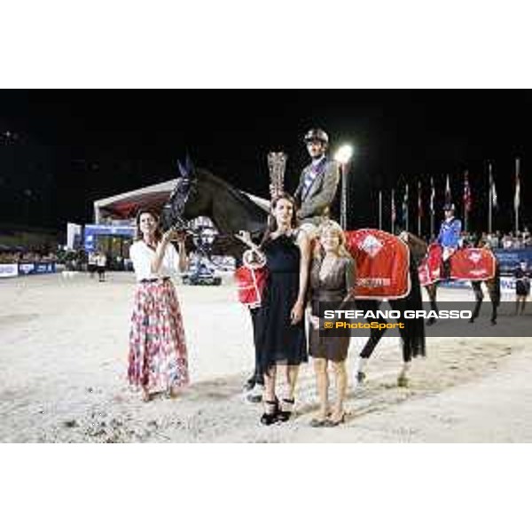 LGCT of Monaco - Grand Prix - Prize giving ceremony - Alberto Zorzi receives the trophy from Princess Charlotte, H.R.H. Princess Caroline of Monaco and Diane Fissore - Monaco, Port Hercule - 24 June 2017 - ph.Stefano Grasso/LGCT