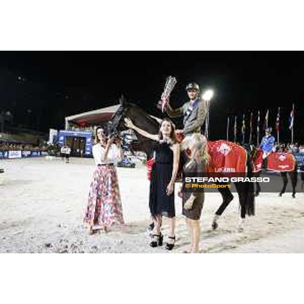 LGCT of Monaco - Grand Prix - Prize giving ceremony - Alberto Zorzi receives the trophy from Princess Charlotte, H.R.H. Princess Caroline of Monaco and Diane Fissore - Monaco, Port Hercule - 24 June 2017 - ph.Stefano Grasso/LGCT