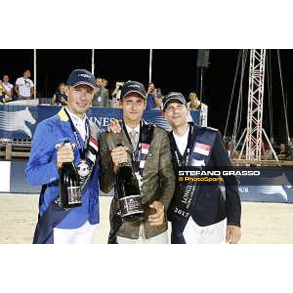 LGCT of Monaco - Grand Prix - Prize giving ceremony - Christian Ahlmann, Alberto Zorzi and Kevin Staut - Monaco, Port Hercule - 24 June 2017 - ph.Stefano Grasso/LGCT