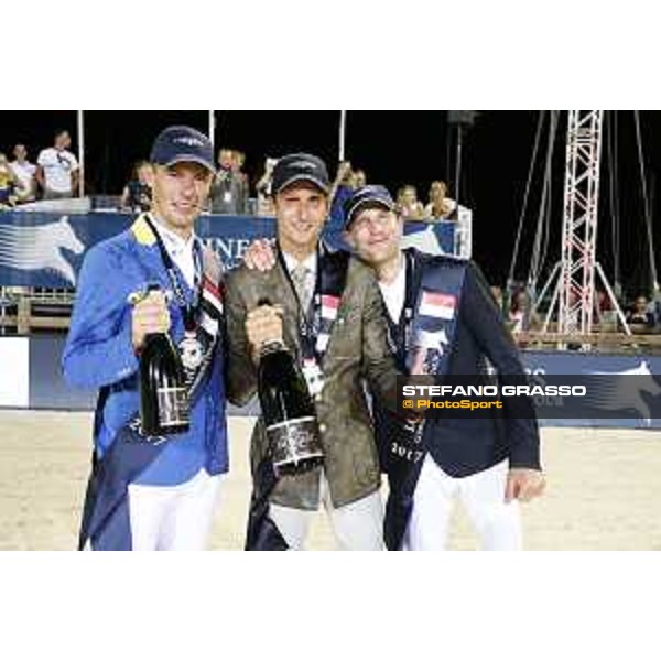 LGCT of Monaco - Grand Prix - Prize giving ceremony - Christian Ahlmann, Alberto Zorzi and Kevin Staut - Monaco, Port Hercule - 24 June 2017 - ph.Stefano Grasso/LGCT