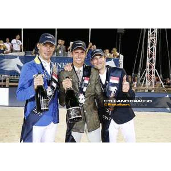 LGCT of Monaco - Grand Prix - Prize giving ceremony - Christian Ahlmann, Alberto Zorzi and Kevin Staut - Monaco, Port Hercule - 24 June 2017 - ph.Stefano Grasso/LGCT
