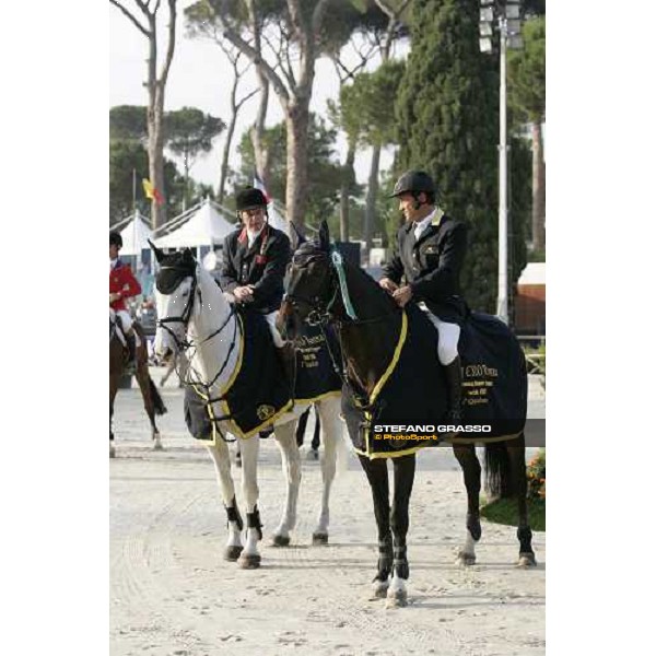 Markus Fuchs on Loro Piana Ovation and John Whitaker on Lactic Two, first ex equo parade after the giving prize 75¡ Csio - Lopriore - Power competition Rome, 26th may 2007 ph. Stefano Grasso