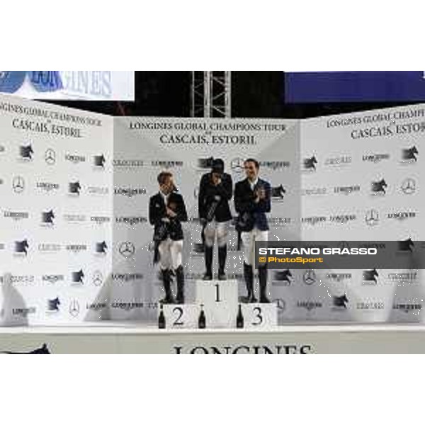 LGCT of Cascais - Grand Prix - The podium: 1st Danielle Goldstein, 2nd Maikel van der Vleuten, 3rd Martin Fuchs - Cascais, - 8 July 2017 - ph.Stefano Grasso/LGCT