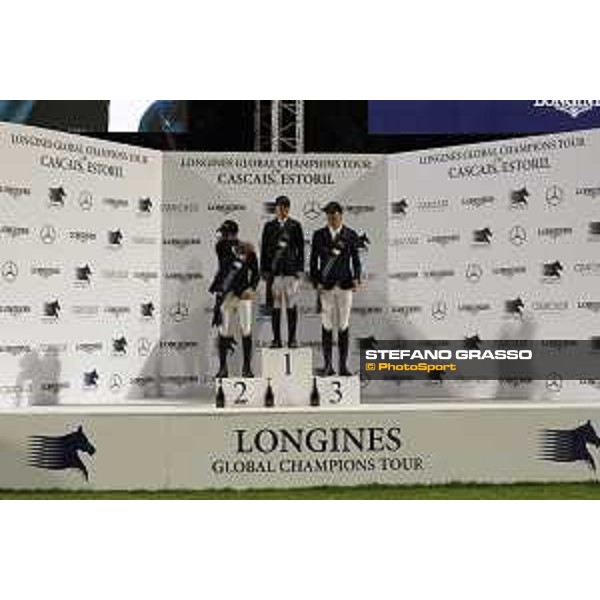 LGCT of Cascais - Grand Prix - The podium: 1st Danielle Goldstein, 2nd Maikel van der Vleuten, 3rd Martin Fuchs - Cascais, - 8 July 2017 - ph.Stefano Grasso/LGCT