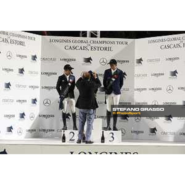 LGCT of Cascais - Grand Prix - The podium: 1st Danielle Goldstein, 2nd Maikel van der Vleuten, 3rd Martin Fuchs - Cascais, - 8 July 2017 - ph.Stefano Grasso/LGCT