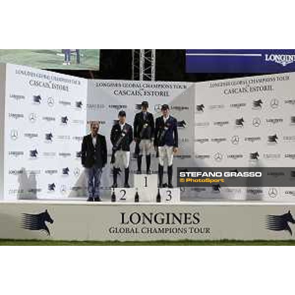 LGCT of Cascais - Grand Prix - The podium: 1st Danielle Goldstein, 2nd Maikel van der Vleuten, 3rd Martin Fuchs - Cascais, - 8 July 2017 - ph.Stefano Grasso/LGCT