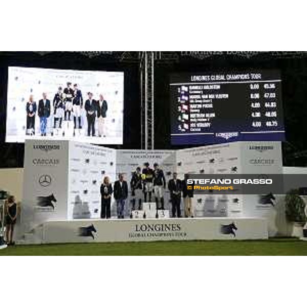 LGCT of Cascais - Grand Prix - The podium: 1st Danielle Goldstein, 2nd Maikel van der Vleuten, 3rd Martin Fuchs, Ana-Paula Pereira , Carlos Carreiras , Duarte Nobre Guedes , Jan Tops - Cascais, - 8 July 2017 - ph.Stefano Grasso/LGCT