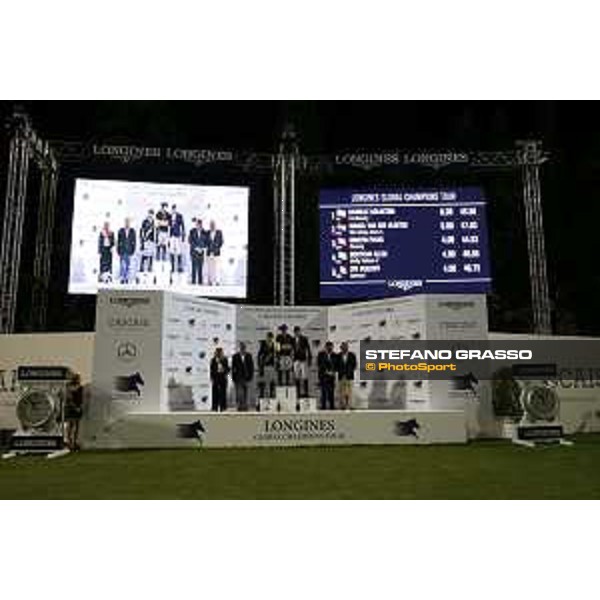 LGCT of Cascais - Grand Prix - The podium: 1st Danielle Goldstein, 2nd Maikel van der Vleuten, 3rd Martin Fuchs, Ana-Paula Pereira , Carlos Carreiras , Duarte Nobre Guedes , Jan Tops - Cascais, - 8 July 2017 - ph.Stefano Grasso/LGCT