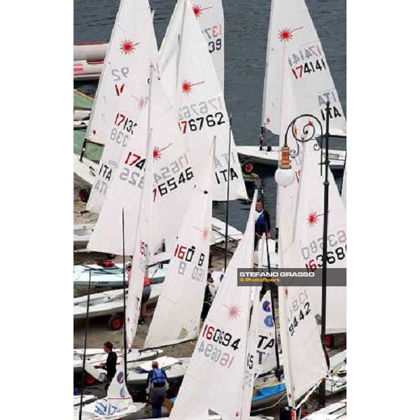 \'Laser Class waiting for the first regatta at pier of Sacchetta Triest, may 21 2003-ph.Stefano Grasso\' 