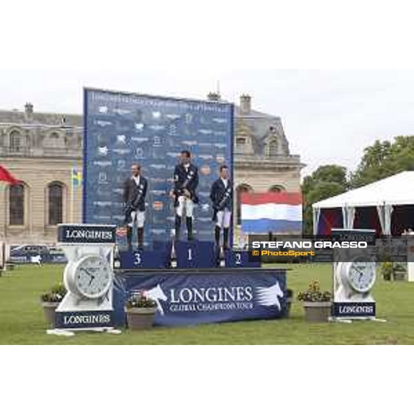 LGCT of Chantilly - Grand Prix - The podium: 1st Harrie Smolders, 2nd Scott Brash and 3rd Philippe Rozier Chantilly,15th july 2017 ph.Stefano Grasso/LGCT