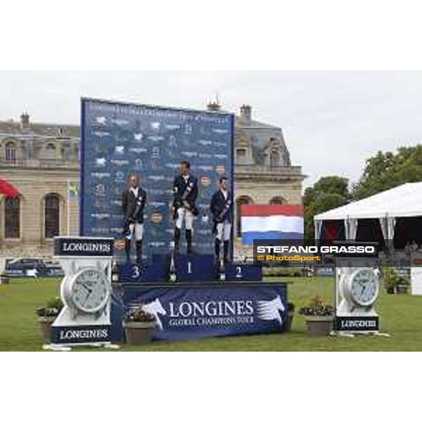 LGCT of Chantilly - Grand Prix - The podium: 1st Harrie Smolders, 2nd Scott Brash and 3rd Philippe Rozier Chantilly,15th july 2017 ph.Stefano Grasso/LGCT
