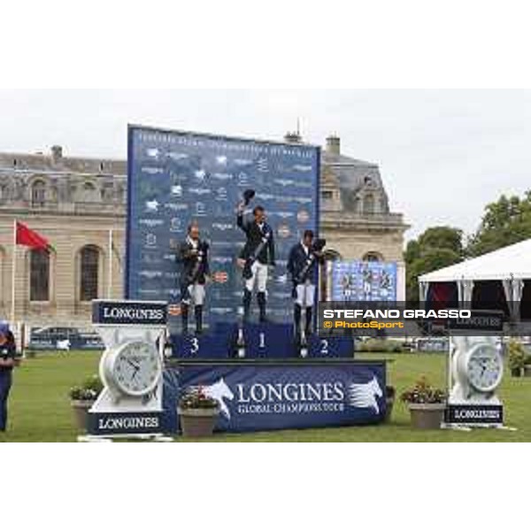 LGCT of Chantilly - Grand Prix - The podium: 1st Harrie Smolders, 2nd Scott Brash and 3rd Philippe Rozier Chantilly,15th july 2017 ph.Stefano Grasso/LGCT
