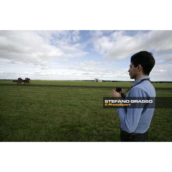 trainer Marco Botti watching two horses during a training session at the Rowley mile. Newmarket, 14th july 2007 ph. Stefano Grasso