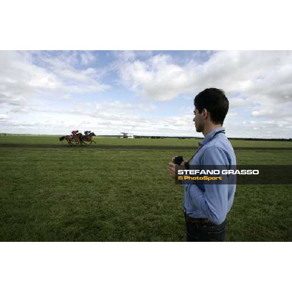 trainer Marco Botti watching two horses during a training session at the Rowley mile. Newmarket, 14th july 2007 ph. Stefano Grasso