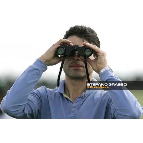 trainer Marco Botti watching his horses during a training session Newmarket, 14th july 2007 ph. Stefano Grasso
