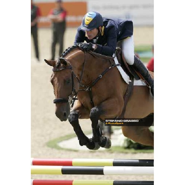 Gregory Wathelet on Lantinus at the waterjump during the 2nd rating competition for the individual and Team Fei Mannheim, 16th august 2007 ph. Stefano Grasso
