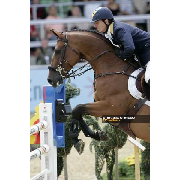 Gregory Wathelet on Lantinus at the waterjump during the 2nd rating competition for the individual and Team Fei Mannheim, 16th august 2007 ph. Stefano Grasso