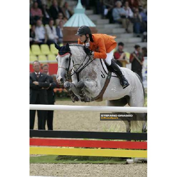 Vincent Voorn on Audi\'s Alpapillon-Armanie at the waterjump during the 2nd rating competition for the individual and Team Fei Mannheim, 16th august 2007 ph. Stefano Grasso