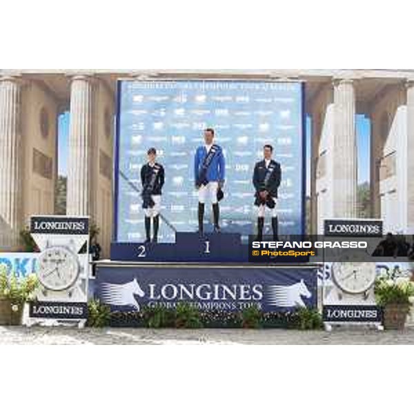 LGCT of Berlin - Prize giving ceremony - The podium: 1st Christian Ahlmann, 2nd Simone Blum and 3rd Leopold Van Asten - Berlin, 29th july 2017 - ph.Stefano Grasso/LGCT
