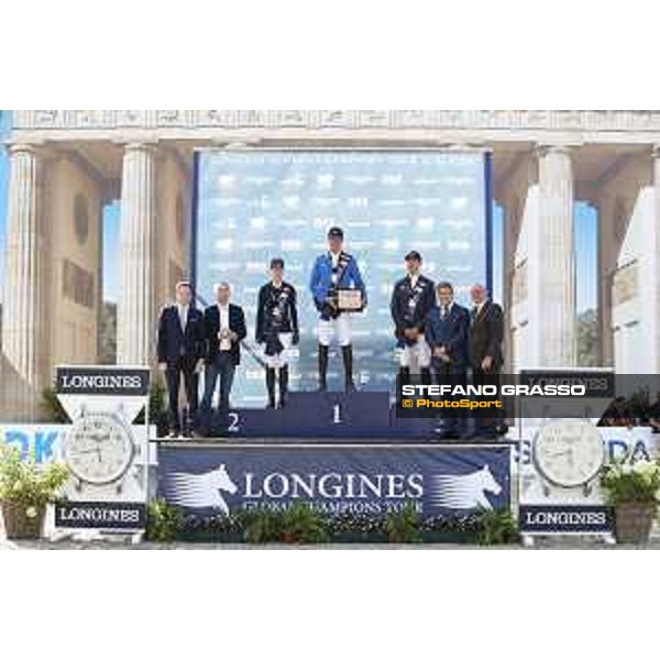 LGCT of Berlin - Prize giving ceremony - The podium: 1st Christian Ahlmann, 2nd Simone Blum and 3rd Leopold Van Asten - Berlin, 29th july 2017 - ph.Stefano Grasso/LGCT