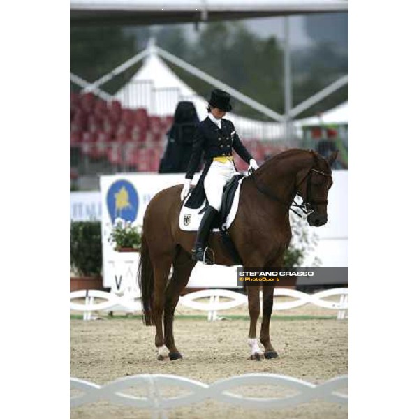Monica Theodorescu on Whisper 3rd after the 1st part Fei European Dressage Championship La Mandria, 30th august 2007 ph. Stefano Grasso