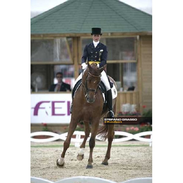 Monica Theodorescu on Whisper 3rd after the 1st part Fei European Dressage Championship La Mandria, 30th august 2007 ph. Stefano Grasso
