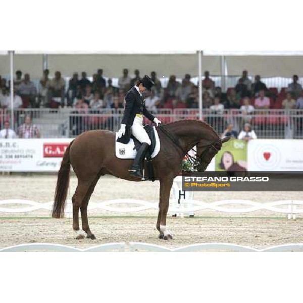 Monica Theodorescu on Whisper 3rd after the 1st part Fei European Dressage Championship La Mandria, 30th august 2007 ph. Stefano Grasso
