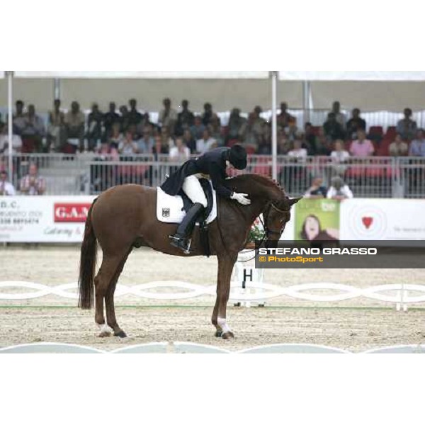 Monica Theodorescu on Whisper 3rd after the 1st part Fei European Dressage Championship La Mandria, 30th august 2007 ph. Stefano Grasso