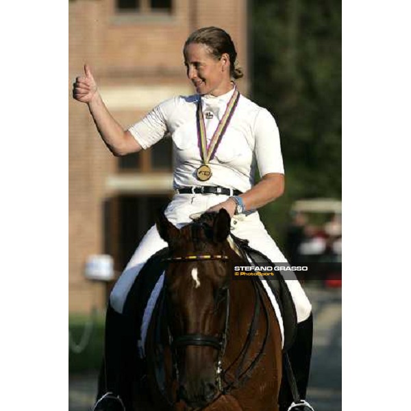 Isabell Werth comes back in triumph after winning the Grand Prix Special Technical Championship at the dressage european championship 2007 La Mandria, 1st sept. 2007 ph. Stefano Grasso