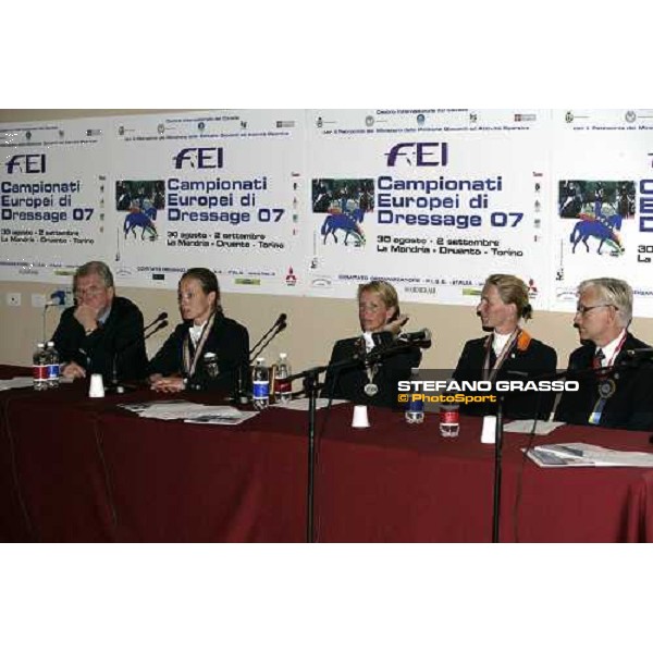 Isabell Werth, Anky Van Grunsven and Imke Schellekens-Bartels after the press conference of the Grand Prix Special Technical Championship at the dressage european championship 2007 La Mandria, 1st sept. 2007 ph. Stefano Grasso