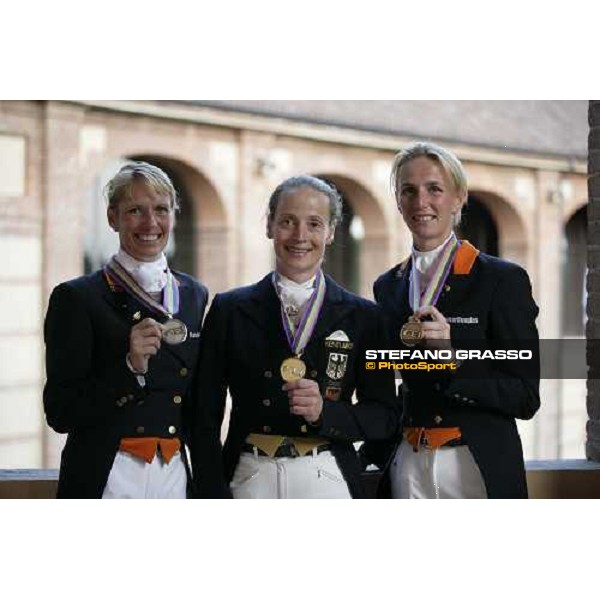 Isabell Werth, Anky Van Grunsven and Imke Schellekens-Bartels after the press conference of the Grand Prix Special Technical Championship at the dressage european championship 2007 La Mandria, 1st sept. 2007 ph. Stefano Grasso