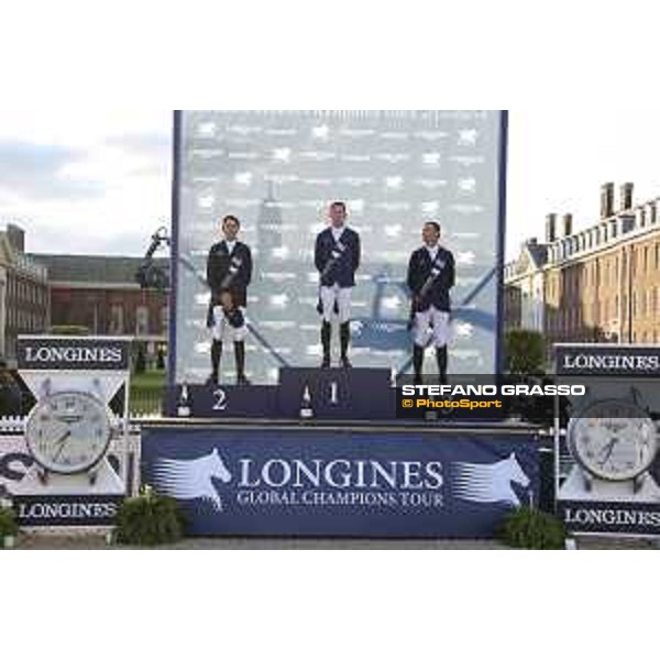 LGCT of London - Grand Prix - Prize giving ceremony - The podium: 1st Scott Brash, 2nd Ben Maher and 3rd Denis LYnch - London,5th august 2017 - ph. Stefano Grasso/LGCT