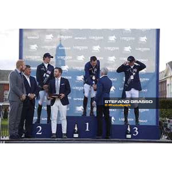 LGCT of London - Grand Prix - Prize giving ceremony - The podium: 1st Scott Brash, 2nd Ben Maher and 3rd Denis LYnch - London,5th august 2017 - ph. Stefano Grasso/LGCT
