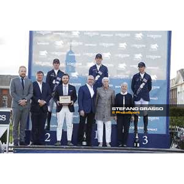 LGCT of London - Grand Prix - Prize giving ceremony - The podium: 1st Scott Brash, 2nd Ben Maher and 3rd Denis LYnch - London,5th august 2017 - ph. Stefano Grasso/LGCT