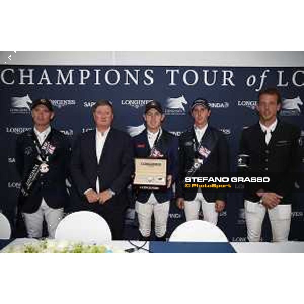 LGCT of London - Grand Prix - Press conference - Denis LYnch, Jan Tops, Scott Brash, Ben Maher, Harrie Smolders - London, - 5 August 2017 - ph.Mario Grassia/LGCT
